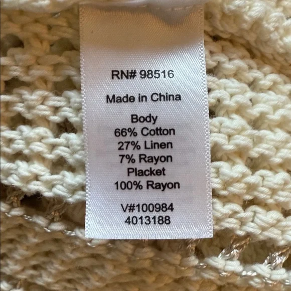 Coldwater Creek Crocheted Ivory  Open-Knit Sweater XL NWOT - Picture 3 of 5